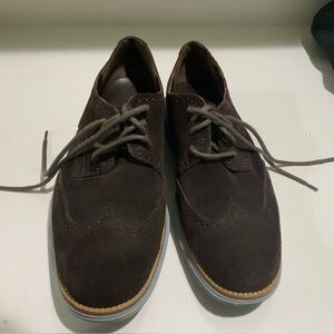 Men's Cole Haan ZEROGRAND Brown Suede Wingtip Oxfords